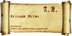 Krizsák Milán névjegykártya