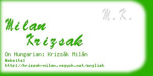 milan krizsak business card